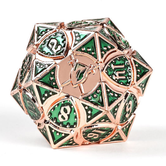 Fighter Solid Metal Polyhedral Dice Set-Copper w/Green