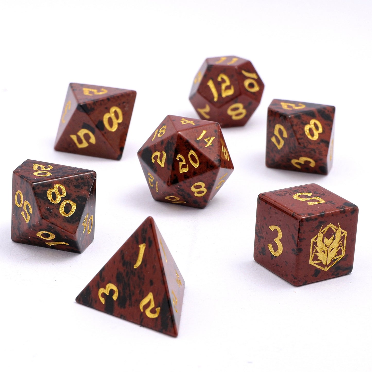 Dragon's Hoard Gemstone Polyhedral Dice Set-Mahogany Obsidian