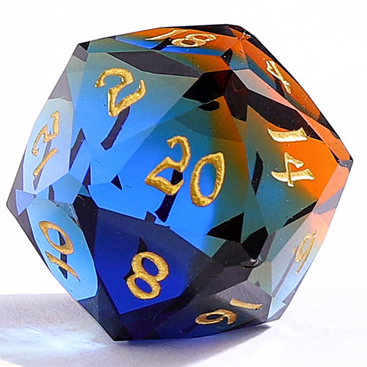 Dragon’s Hoard Luster Cut Dice Set - Blue & Brown Glass