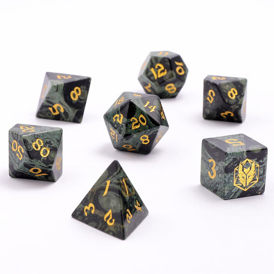 Dragon’s Hoard Gemstone Polyhedral Dice Set - Kambaba Jasper