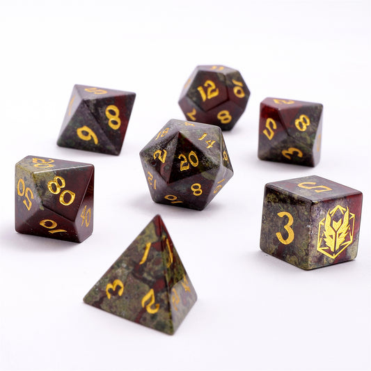 Dragon’s Hoard Gemstone Polyhedral Dice Set - Dragon Bloodstone
