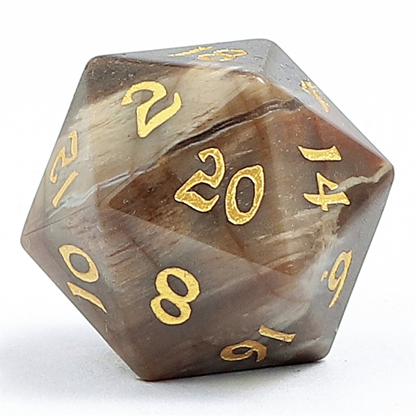 Dragon's Hoard Gemstone Dice Set - Petrified Wood - HYMGHO Dice