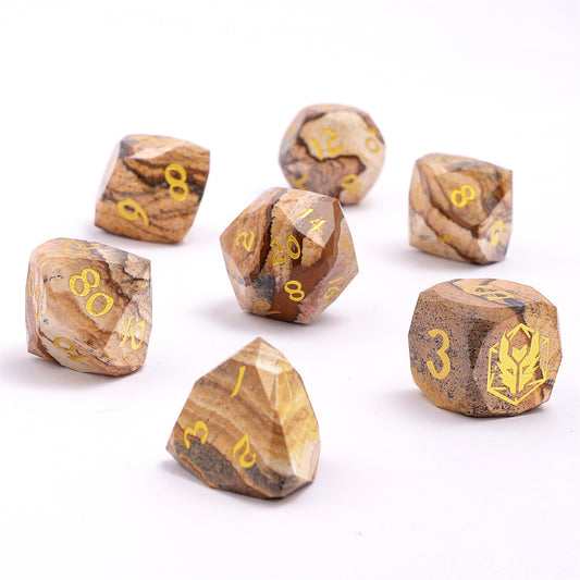 Dragon’s Hoard Luster Cut Dice Set - Picture Jasper