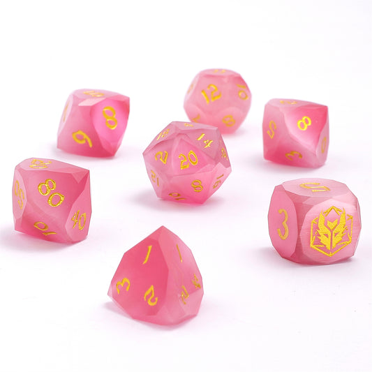 Dragon’s Hoard Luster Cut Dice Set - Pink Cat’s Eye