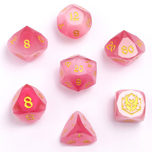 Dragon’s Hoard Luster Cut Dice Set - Pink Cat’s Eye