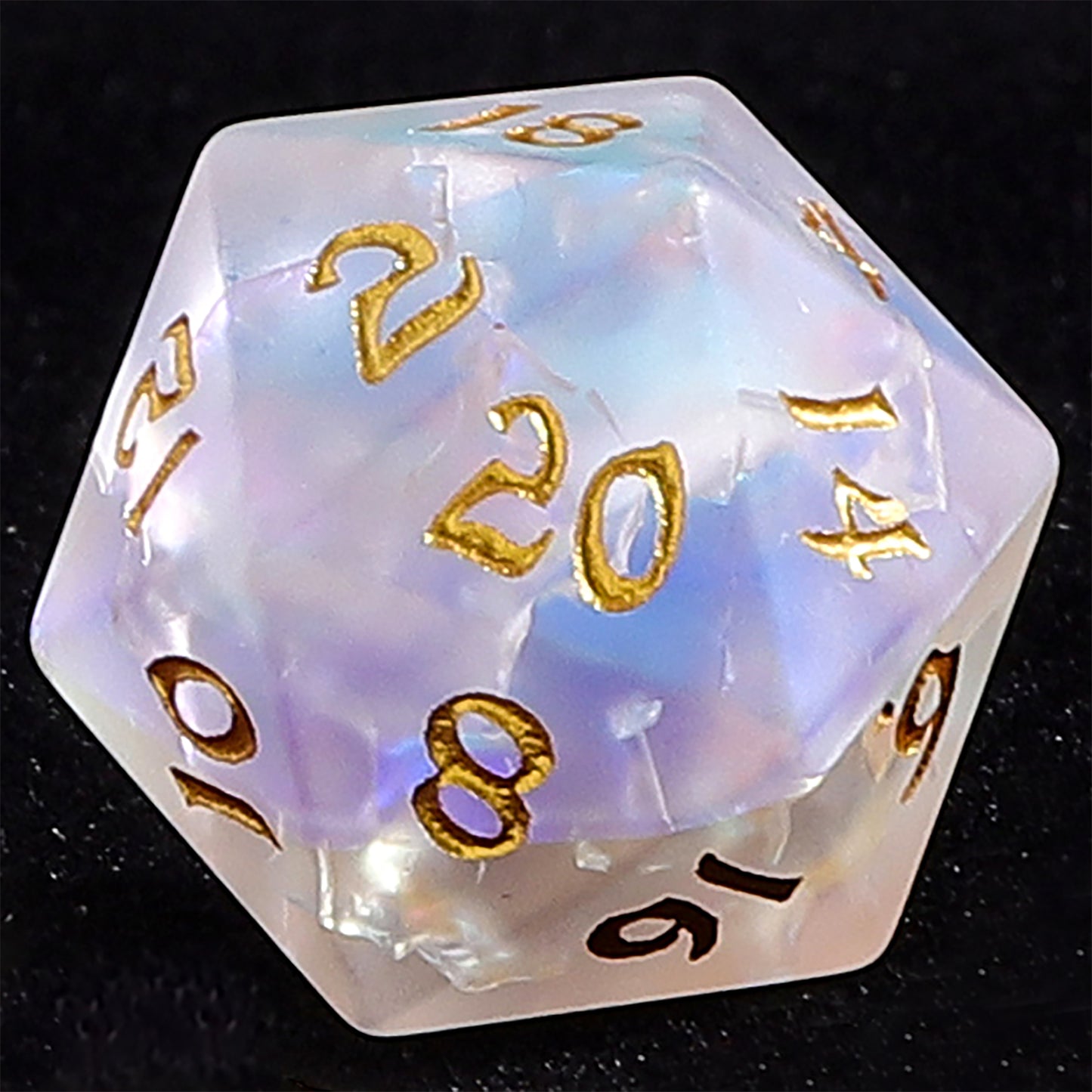 Dragon's Hoard Gemstone Dice Set - Frosted Blasted K9 Crystal