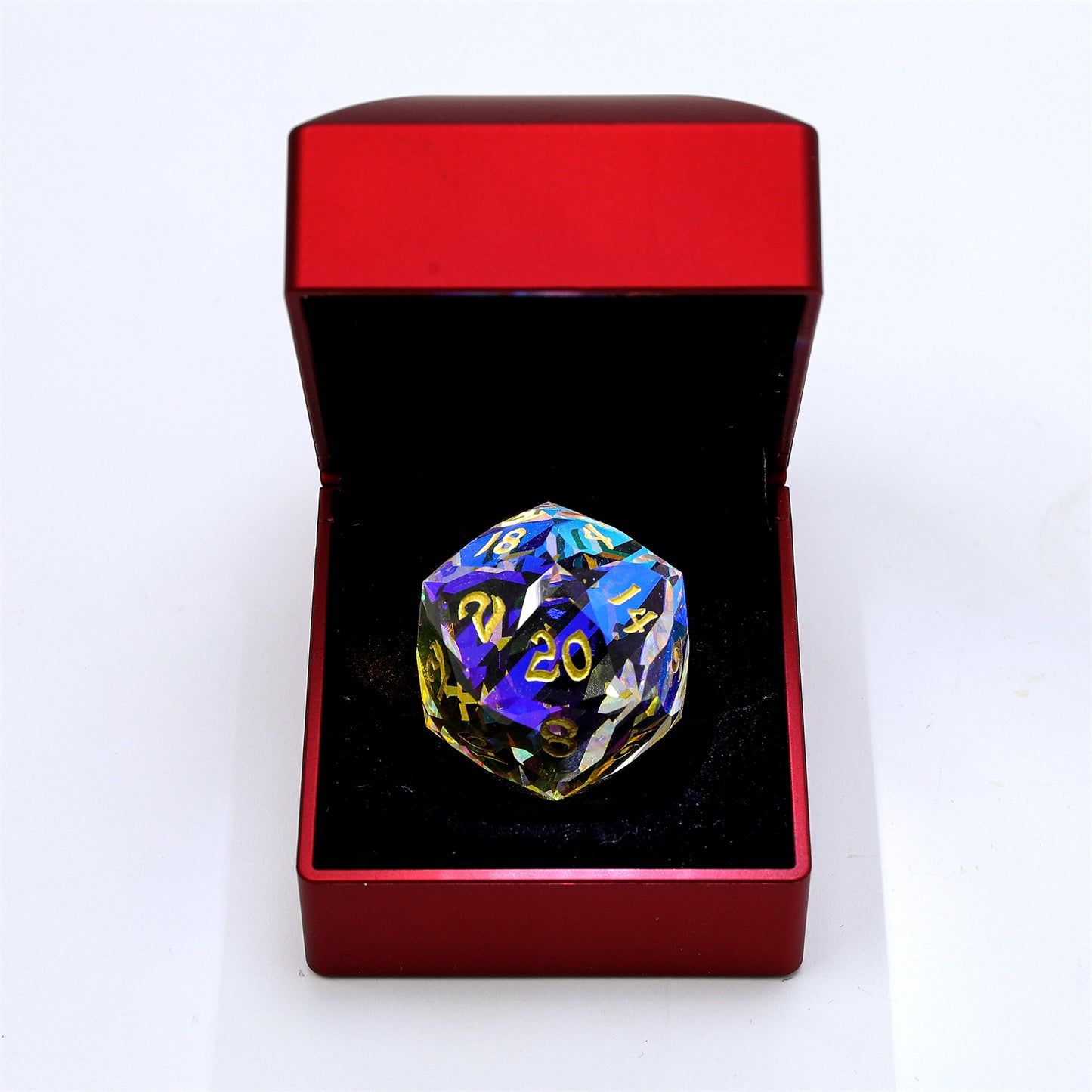 Dragon’s Hoard Luster Cut 30mm D20 - Prismatic Crystal