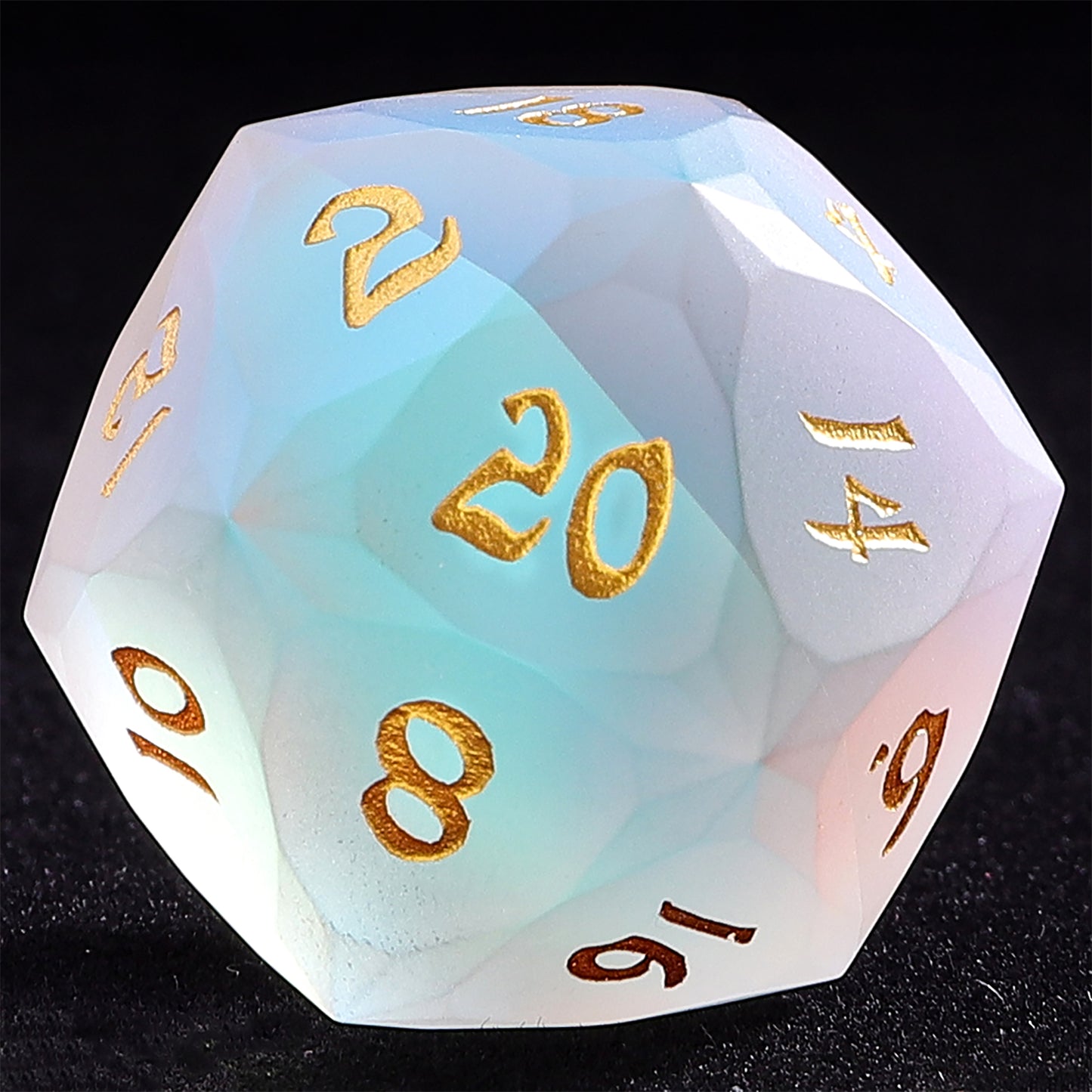 Dragon’s Hoard Luster Cut 30mm D20 - Frosted Prismatic Crystal