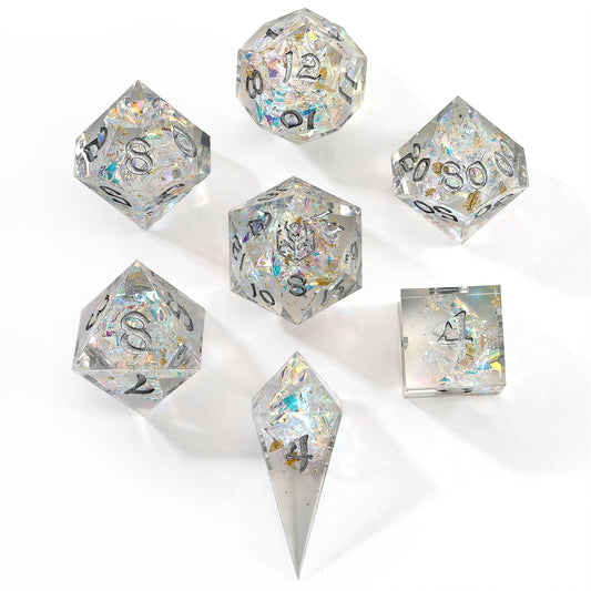 Captured Magic Sharp Edge Resin Dice Set - Crystal