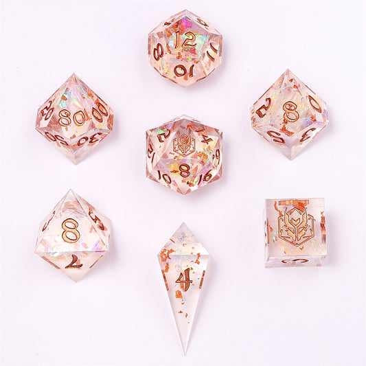 Captured Magic Handmade Sharp Edge Resin Dice-Opal