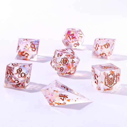Captured Magic Handmade Sharp Edge Resin Dice-Opal