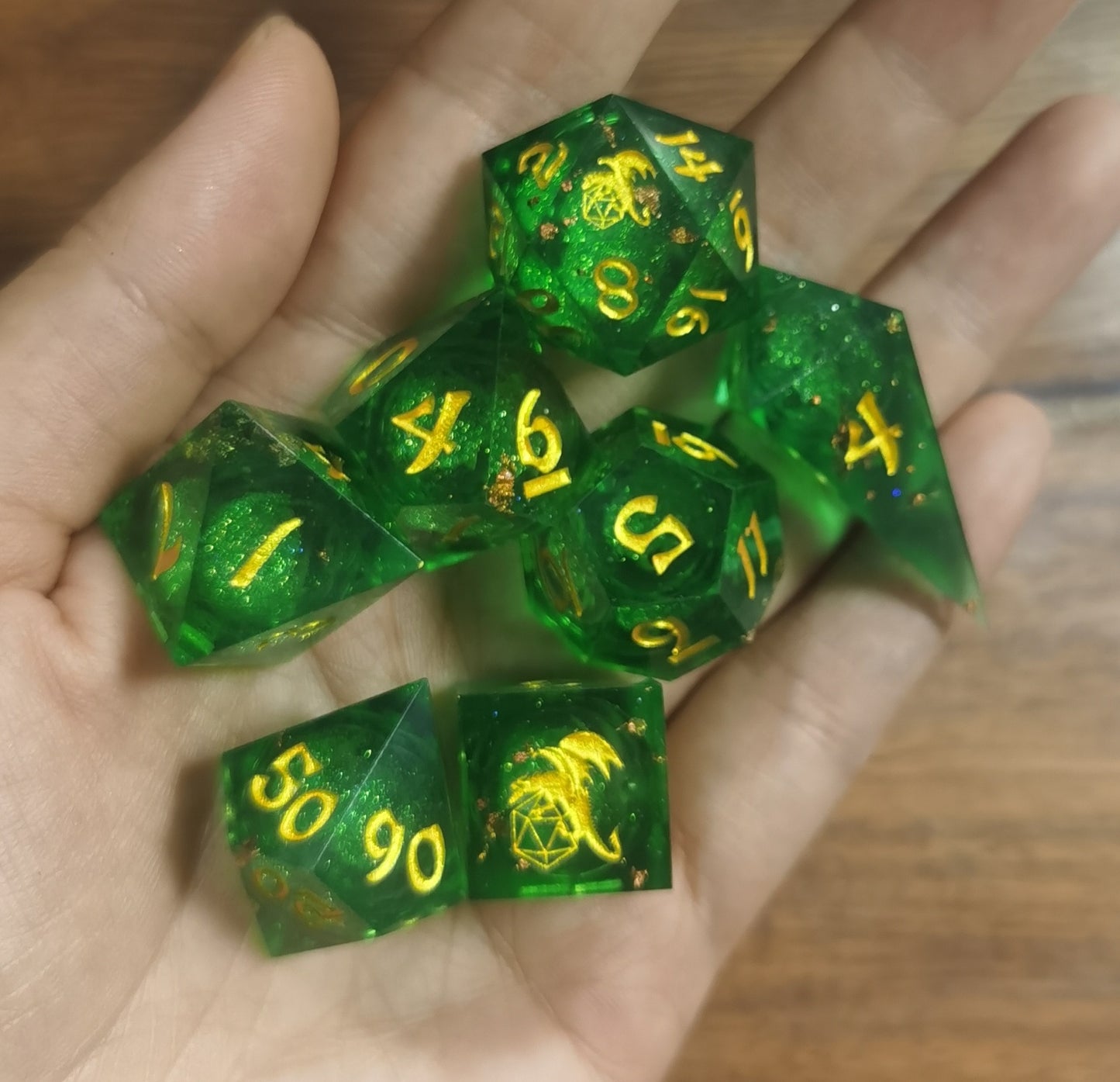 Sharp Edge Liquid Core RPG Dice Set - Green