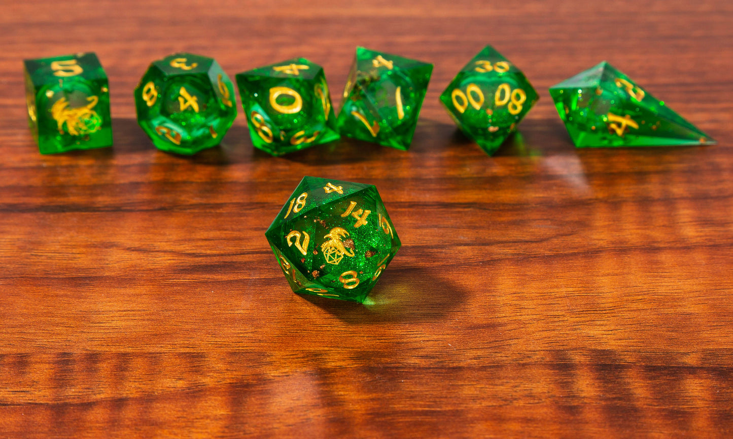 Sharp Edge Liquid Core RPG Dice Set - Green