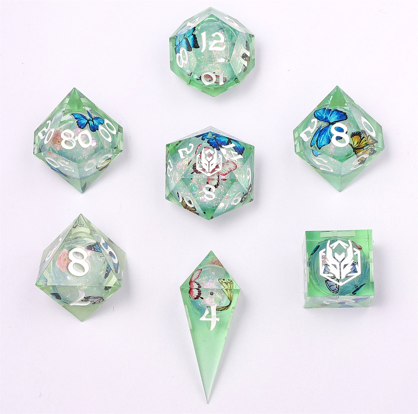 Sharp Edge Liquid Core RPG Dice Set - Butterfly Kaleidoscope
