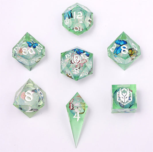 Sharp Edge Liquid Core RPG Dice Set - Butterfly Kaleidoscope