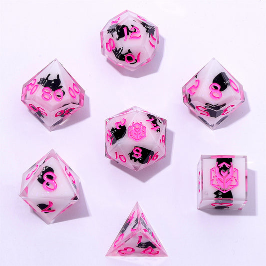 Captured Magic Sharp Edge Resin Dice Set - Scaredy Cat