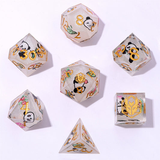 Captured Magic Sharp Edge Resin Dice Set - Pandemonium Silver