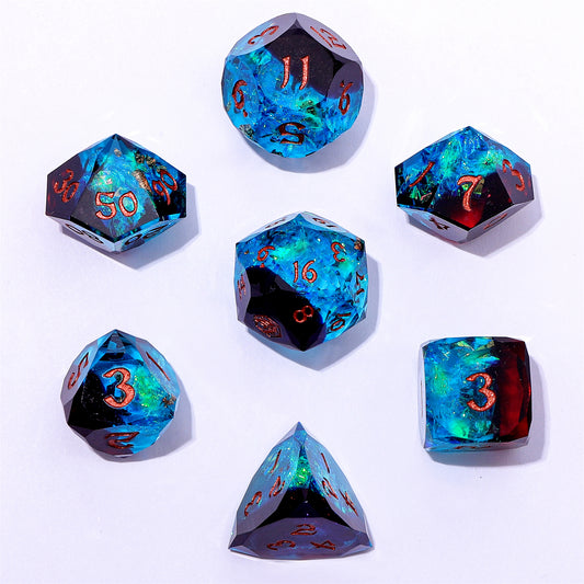Captured Magic Luster Cut Resin Dice Set - Blue&Red