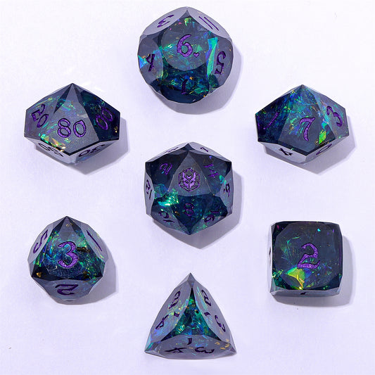 Captured Magic Luster Cut Resin Dice Set - Starry Night Purple