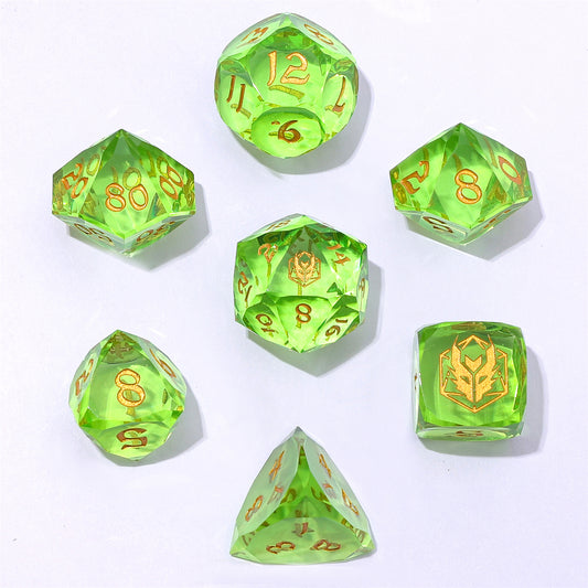 Captured Magic Luster Cut Resin Dice Set - Lemon Green