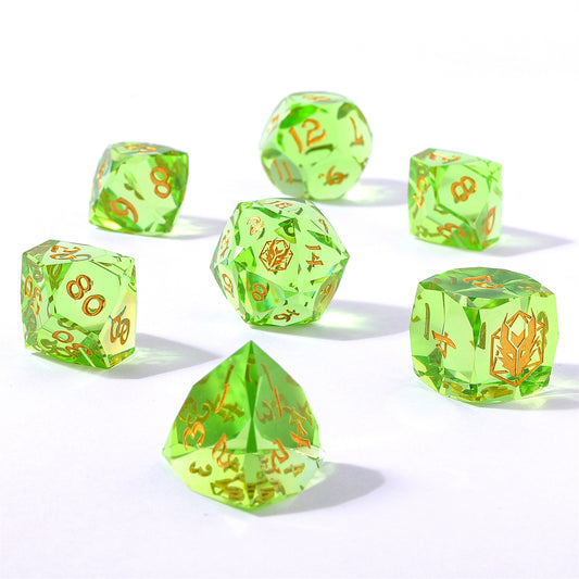 Captured Magic Luster Cut Resin Dice Set - Lemon Green