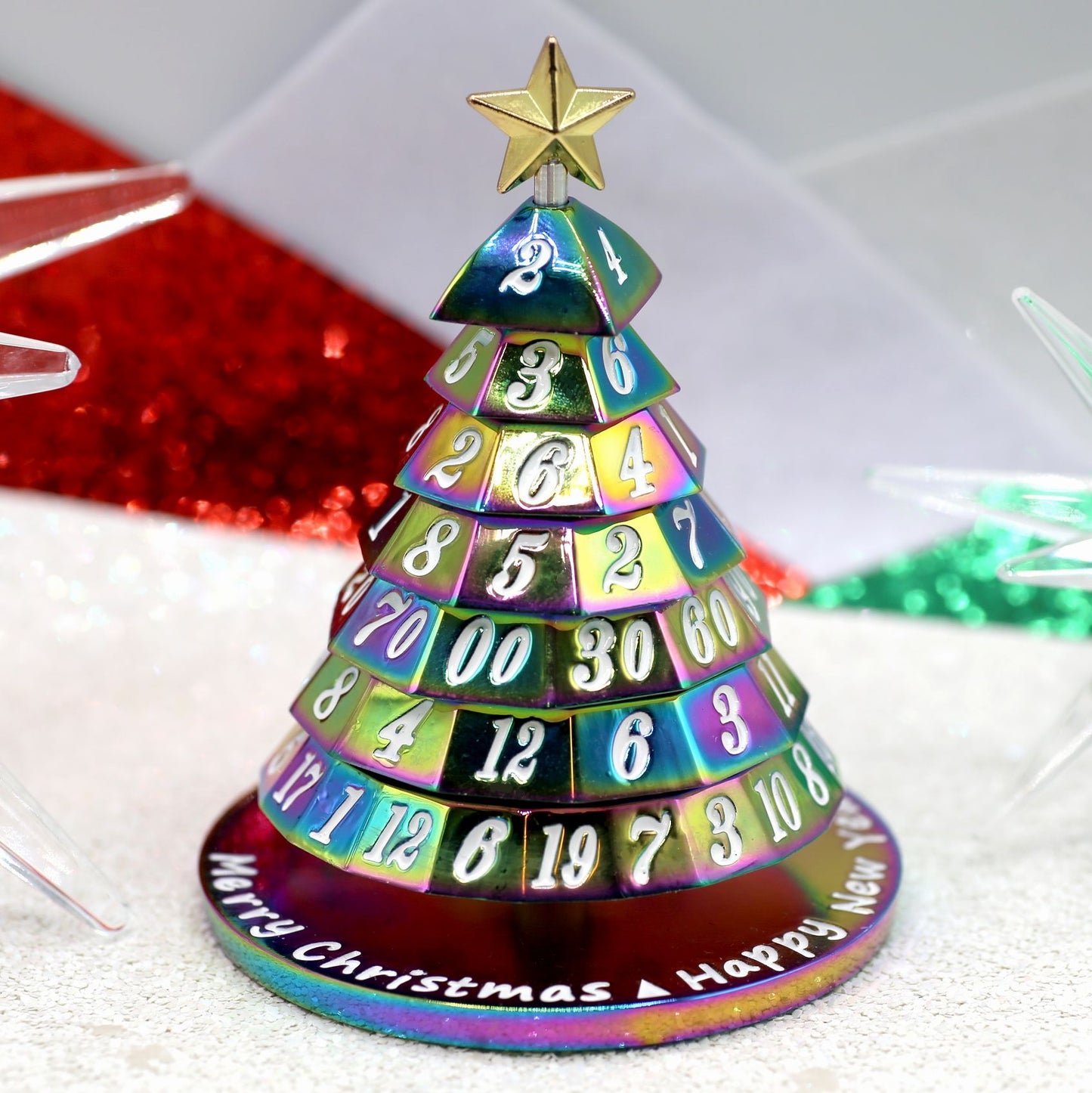 Metal Christmas Tree Dice Set-Rainbow