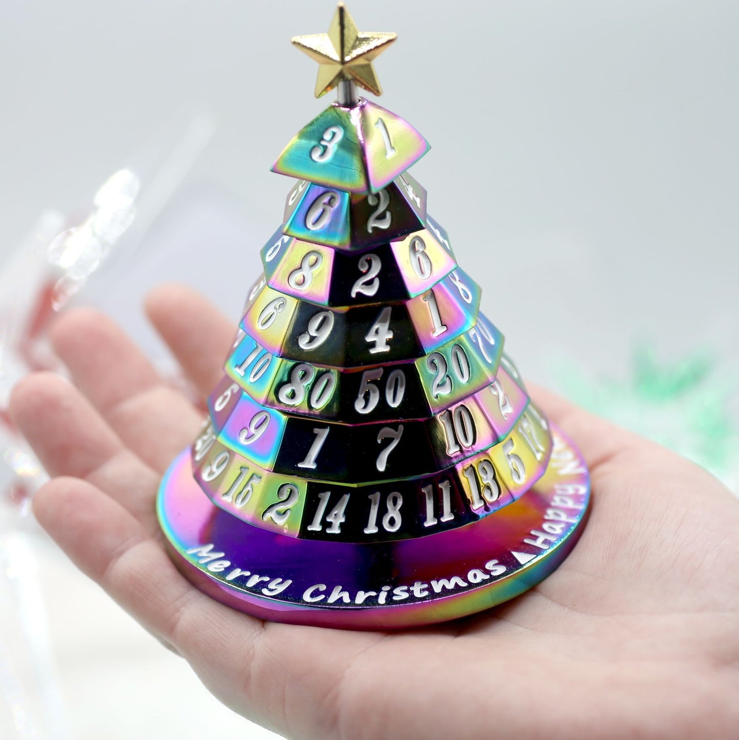 Metal Christmas Tree Dice Set-Rainbow