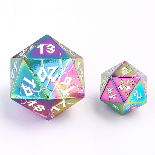 バーバリアン 35mm ソリッドメタル シングル D20 スピンダウン - クロマティックレインボー