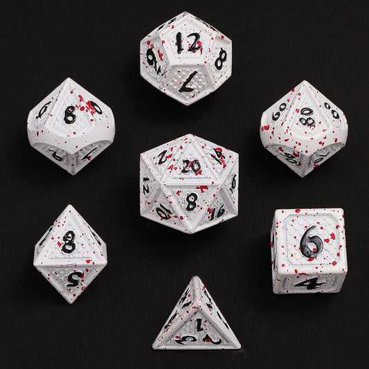 Behemoth Matt White w/Blood Splatter Solid Metal Dice Set