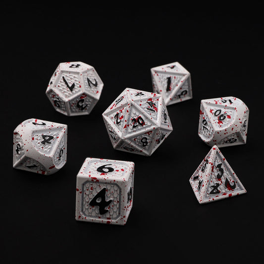Behemoth Matt White w/Blood Splatter Solid Metal Dice Set