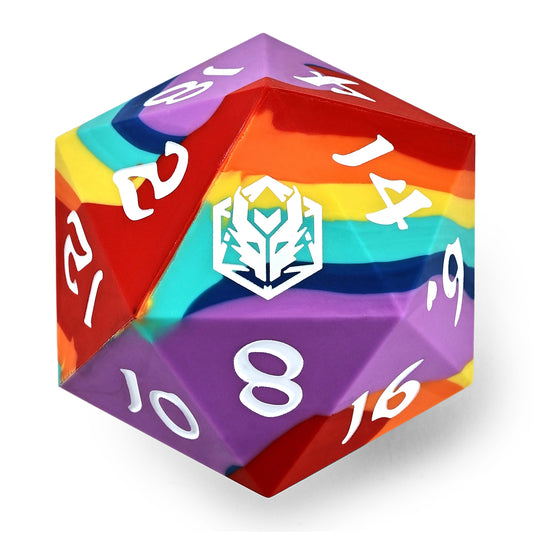 55MM Chonk Rubber Silicon D20 - Rainbow Realms