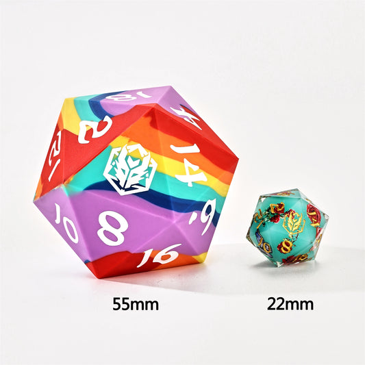 55MM Chonk Rubber Silicon D20 - Rainbow Realms
