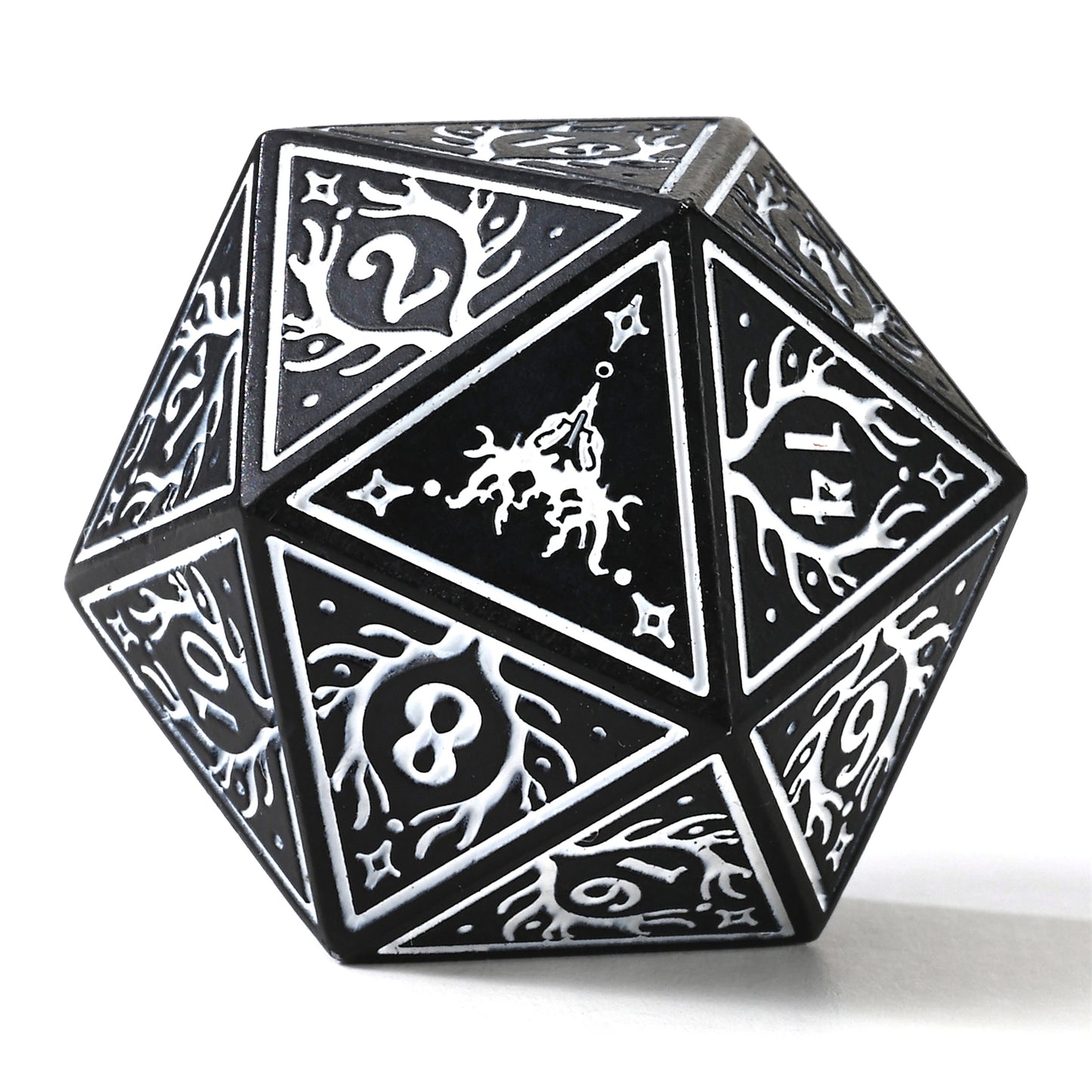 Druid Solid Metal RPG Dice Set - Black w/White