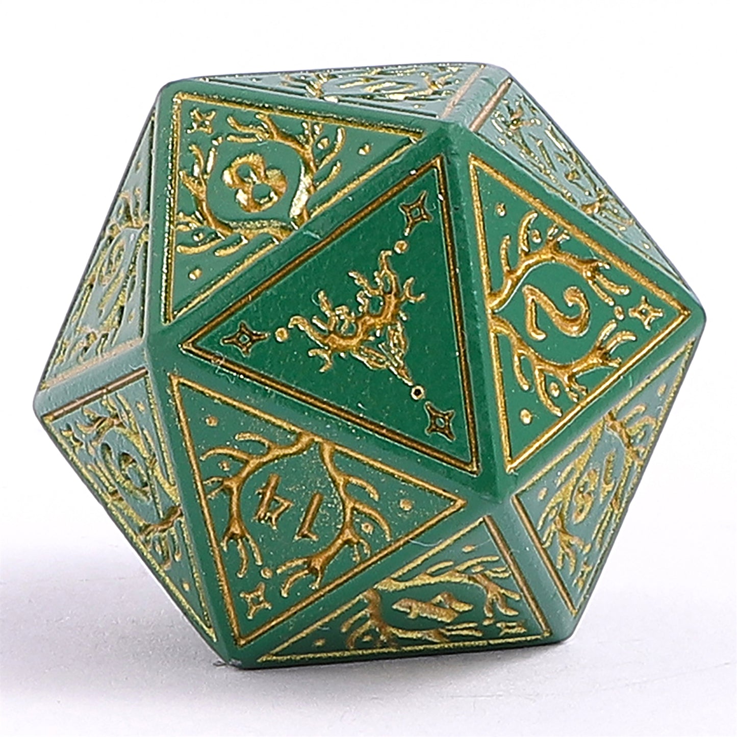 Druid Solid Metal RPG Dice Set - Green w/Gold