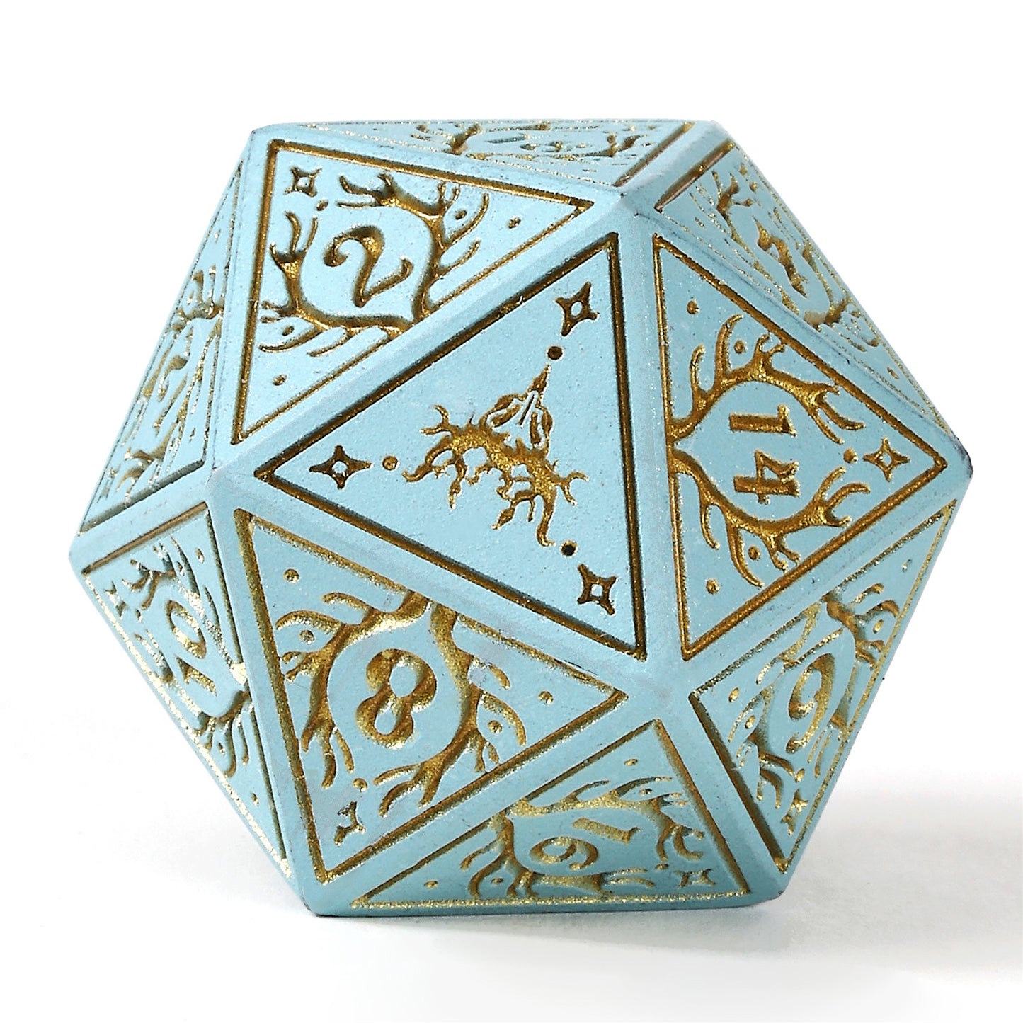 Druid Solid Metal RPG Dice Set - Pale Cyan w/Gold