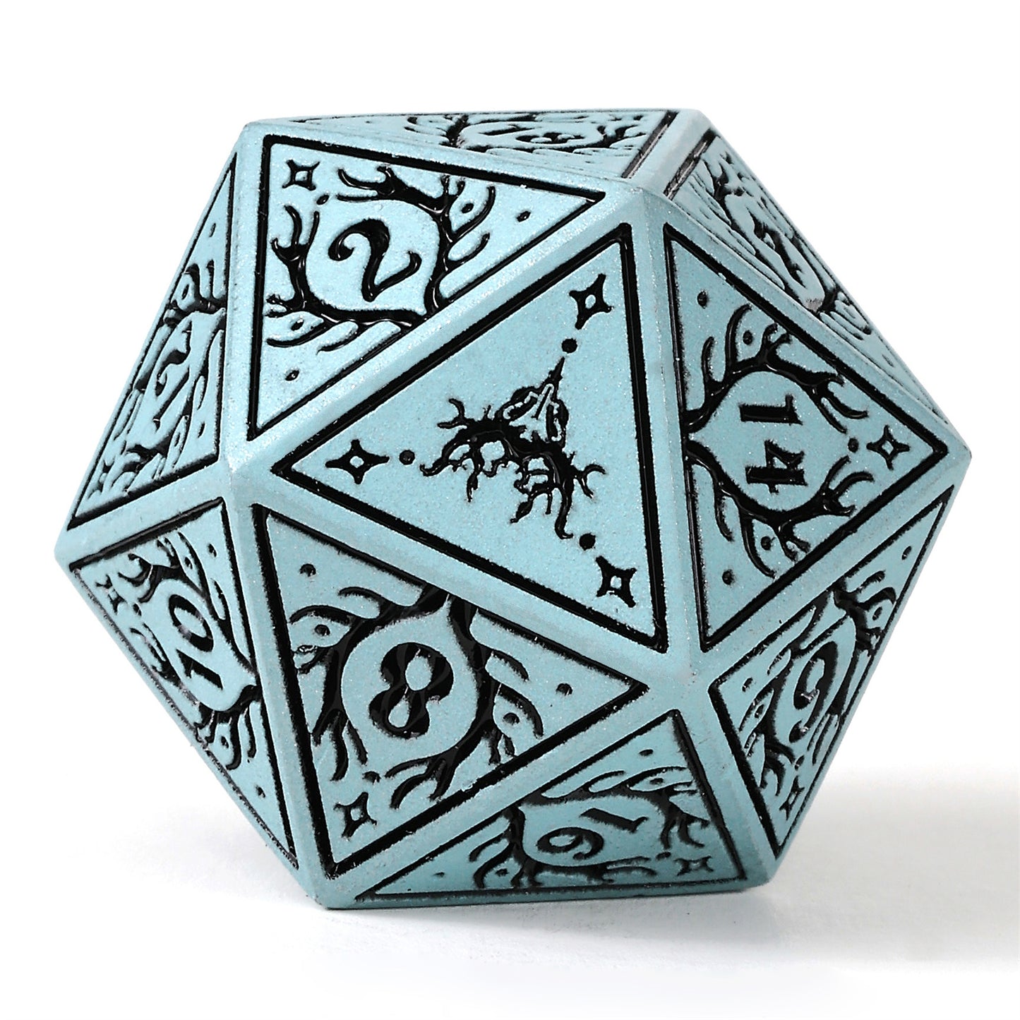 Druid Solid Metal RPG Dice Set - Pale Cyan w/Black