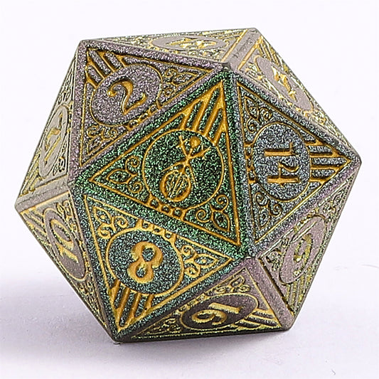 Bard Solid Metal RPG Dice Set - Glitter Green w/Gold