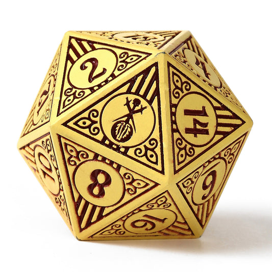 Bard Solid Metal RPG Dice Set - Dark Cream w/Brown