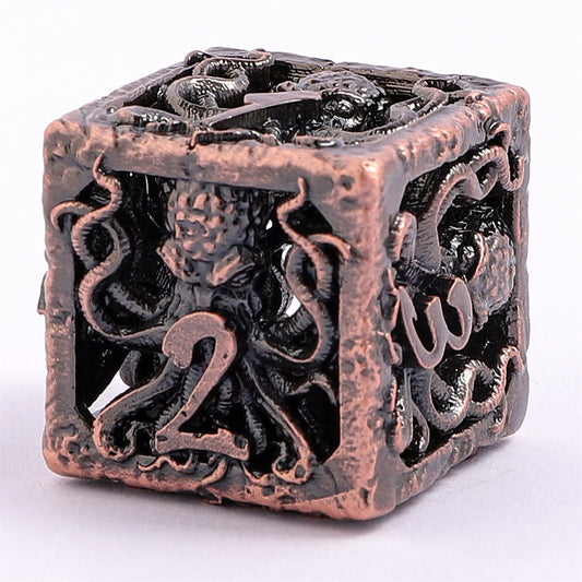 Lllithids Mind Cage Hollow Metal Dice Set - Ancient Copper