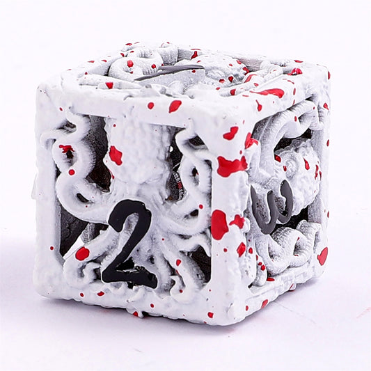 Lllithids Mind Cage Hollow Metal Dice Set - Blood Spatter