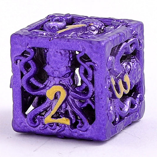 Lllithids Mind Cage Hollow Metal Dice Set - Purple w/Gold
