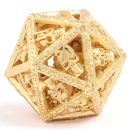 Skull's Grin Hollow Metal Dice Set - 24K Gold Plated