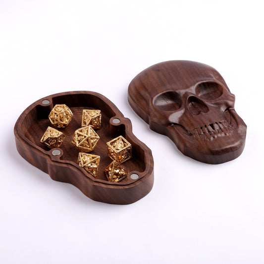 Black Walnut Premium Wooden Skull Gaming Accessory Case