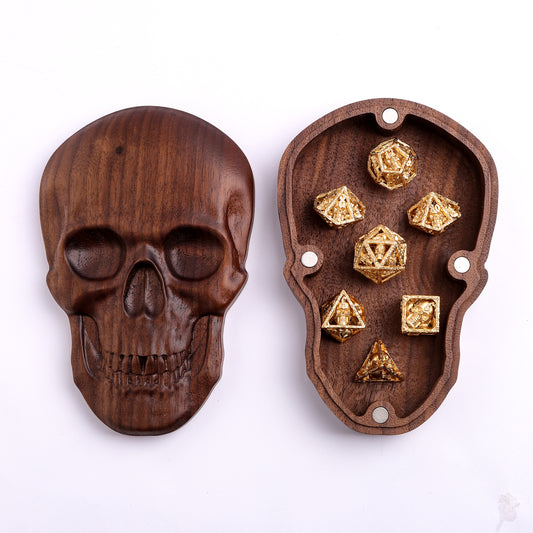 Black Walnut Premium Wooden Skull Gaming Accessory Case