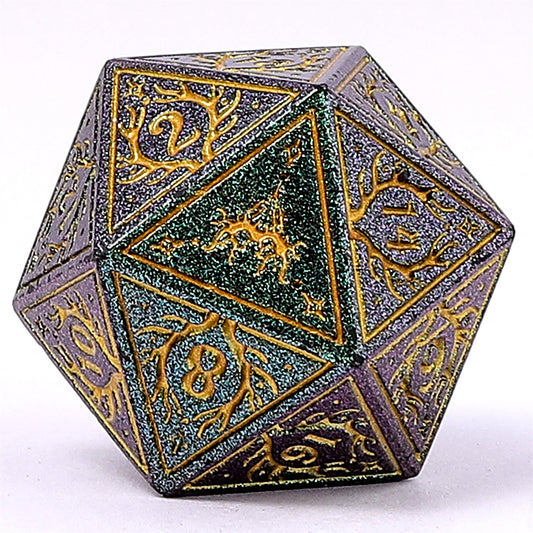 Druid Solid Metal RPG Dice Set - Glitter Green w/Gold