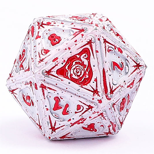 Sorcerer Solid Metal RPG Dice Set - Matt White/Blood Spatter