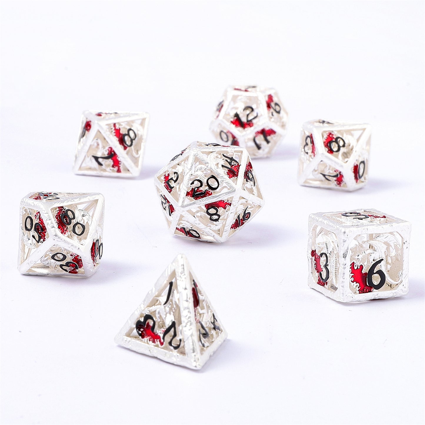 Dragon's Hymn Hollow Metal Dice Set - Silver