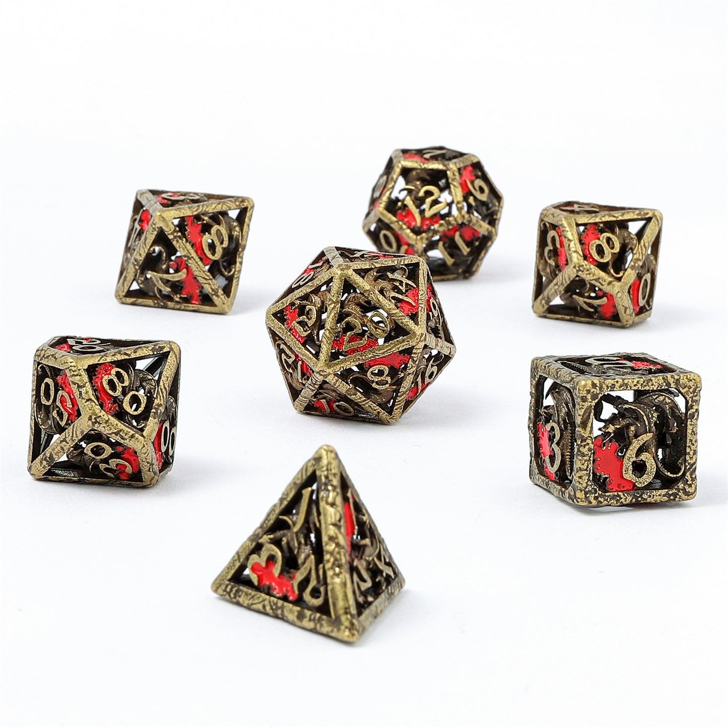 Dragon's Hymn Hollow Metal Dice Set - Ancient Bronze - HYMGHO Dice