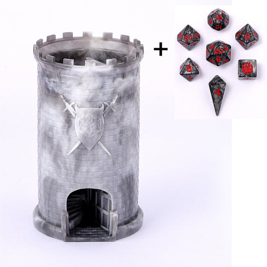 Pocket Citadel Mini Dice Tower - Black w/White