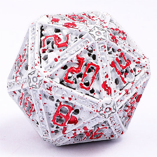Hollow Metal Necromancer Dice Set - White w/Blood Splatter